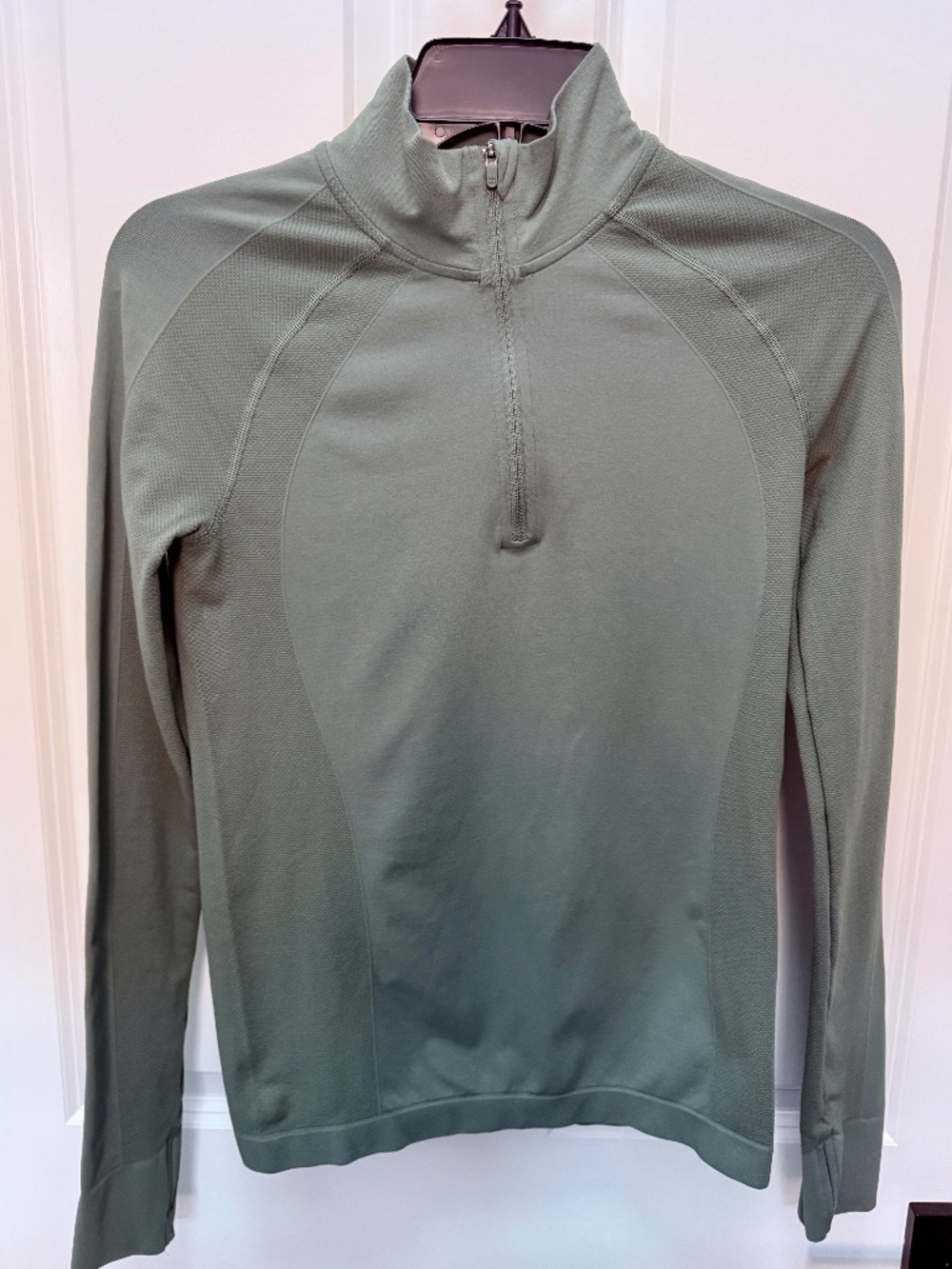 Sweaty Betty Seamless Half Zip Long Sleeve Olive Green Size Small (U.S. 4-6)